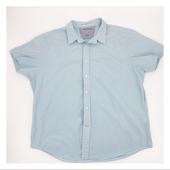 Nautica Other - Nautica Short Sleeve Blue/White Plaid Shirt XXL